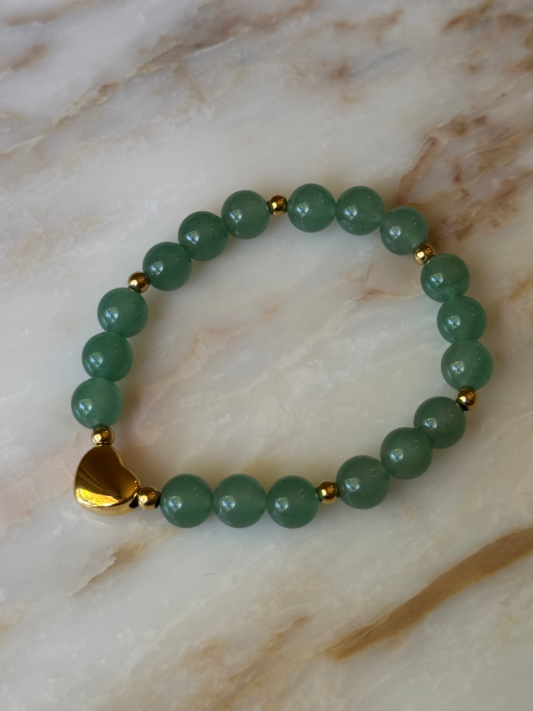 Gold Heart Beaded Crystal Bracelet