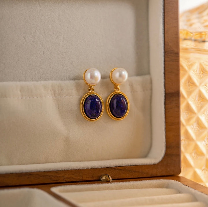 Luxury Lapis Lazuli Stone Earrings