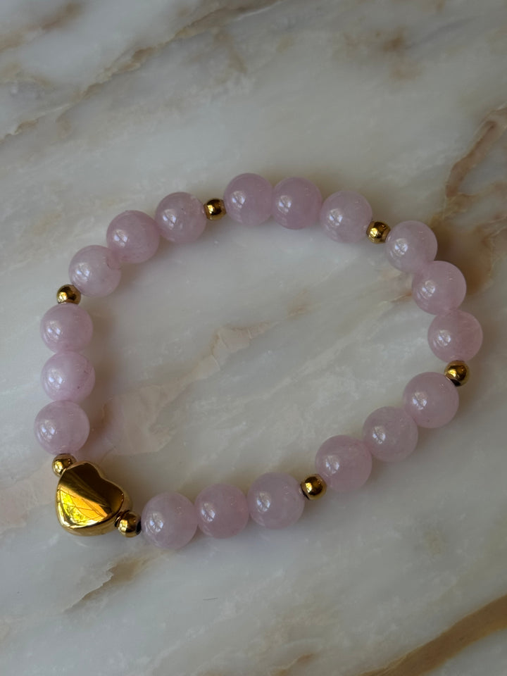 Gold Heart Beaded Crystal Bracelet