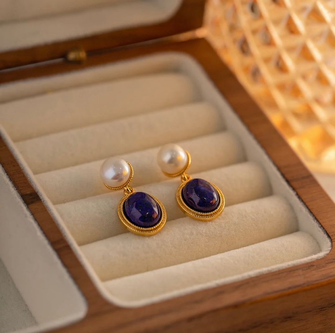 Luxury Lapis Lazuli Stone Earrings