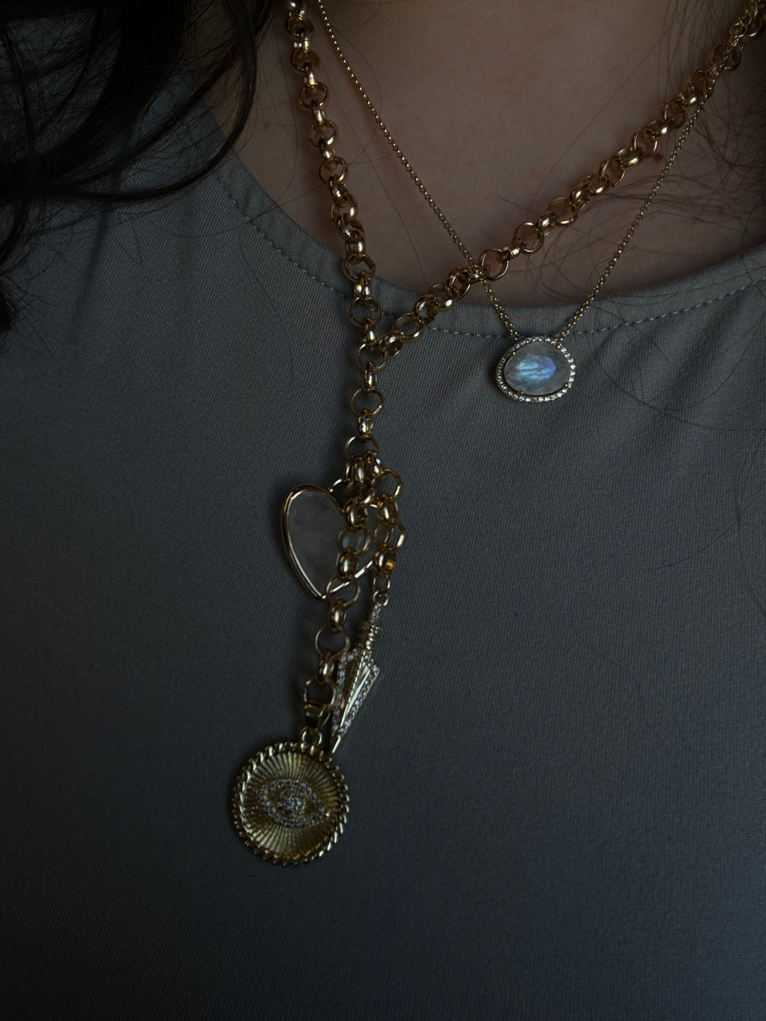 Diamond Moonstone Necklace