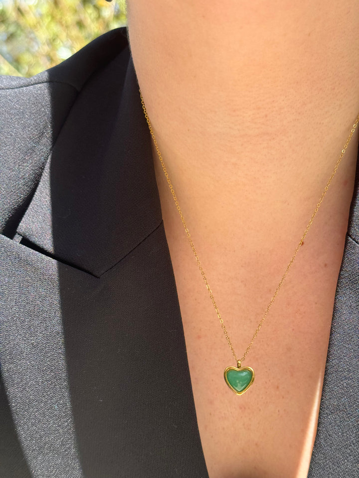 green aventurine heart necklace