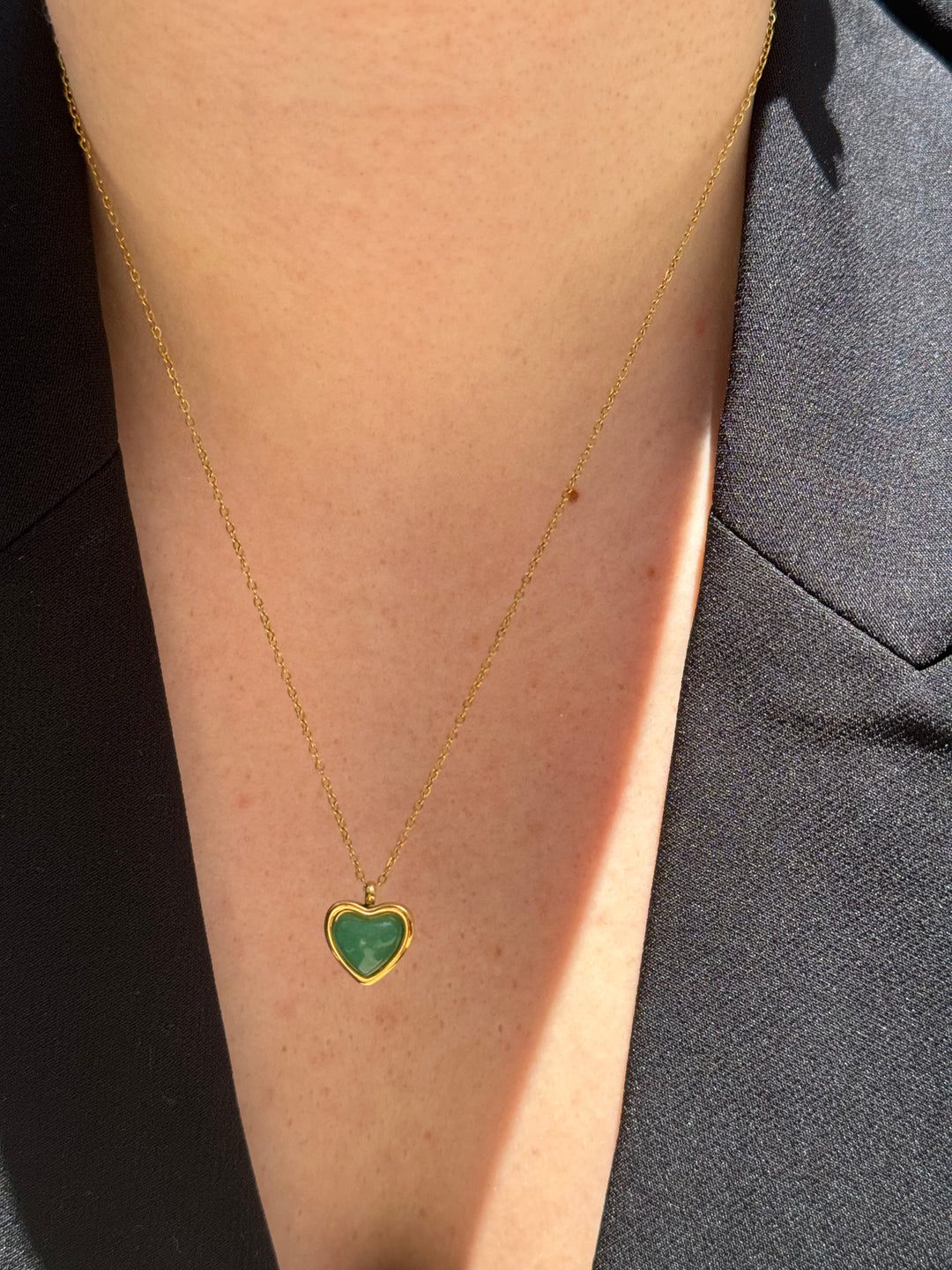 green aventurine heart necklace