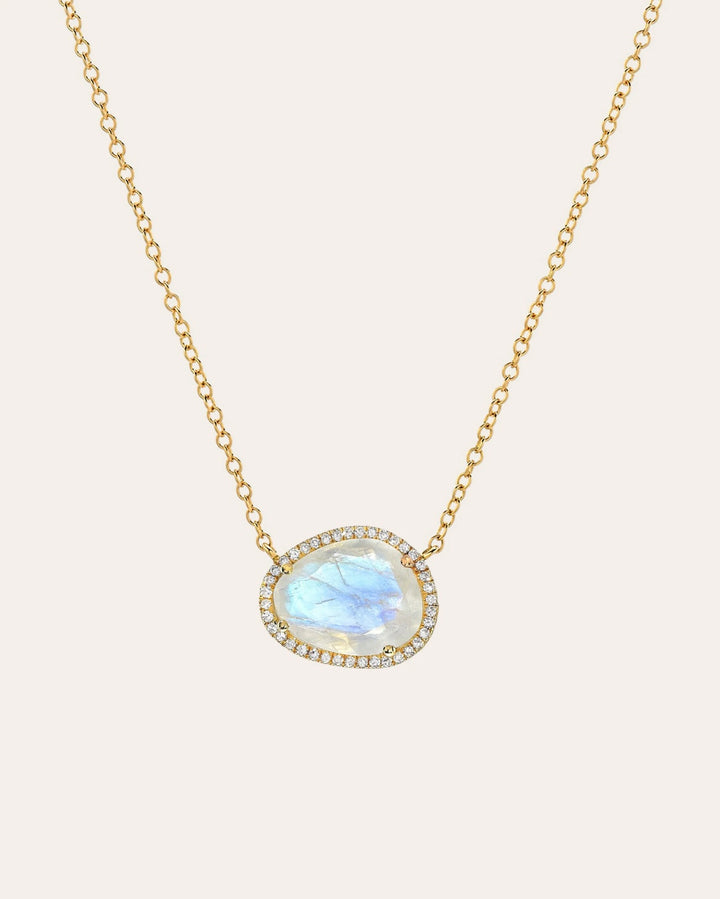 Diamond Moonstone Necklace