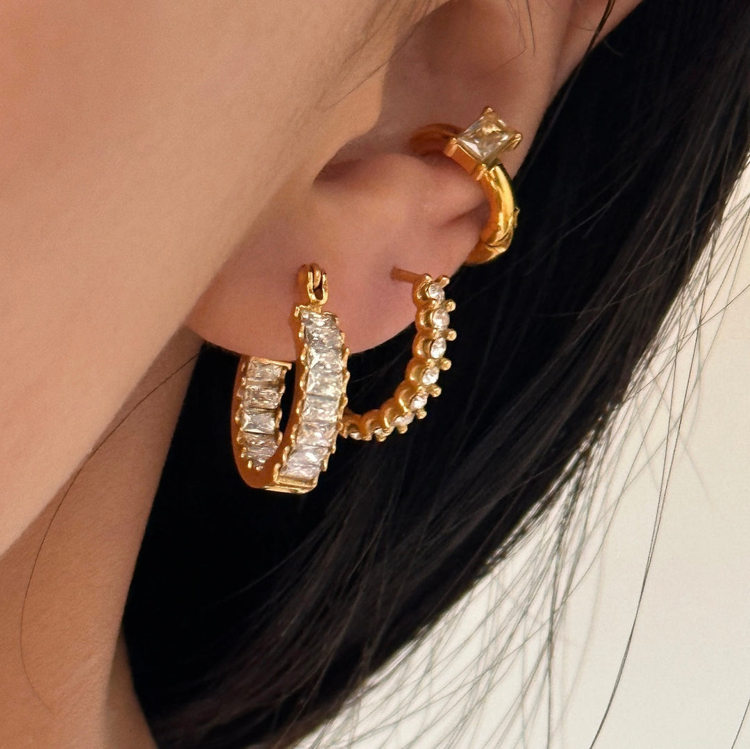 Vintage Zircon Hoop Earrings