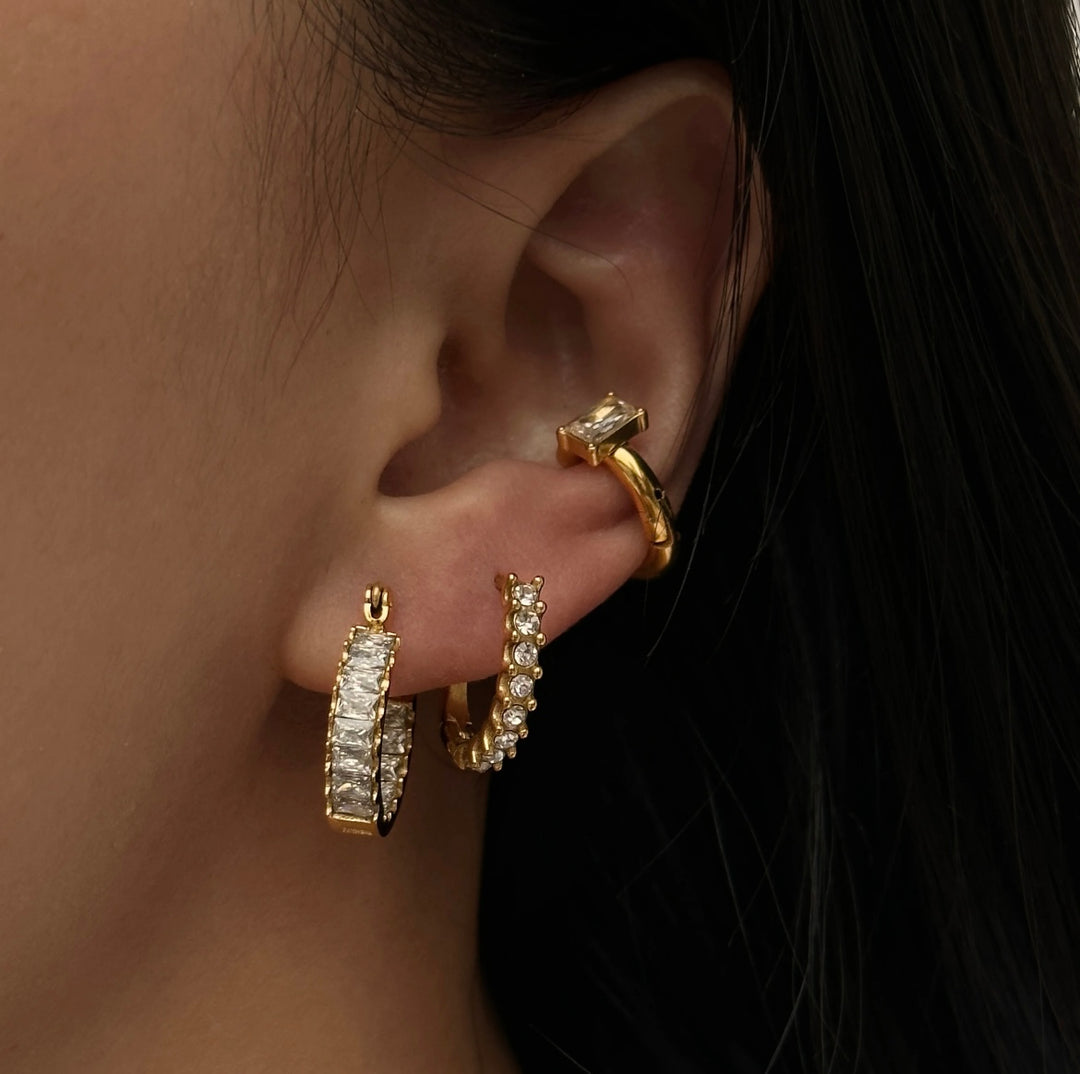 Vintage Zircon Hoop Earrings