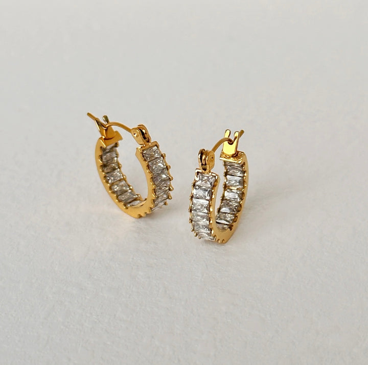 Vintage Zircon Hoop Earrings