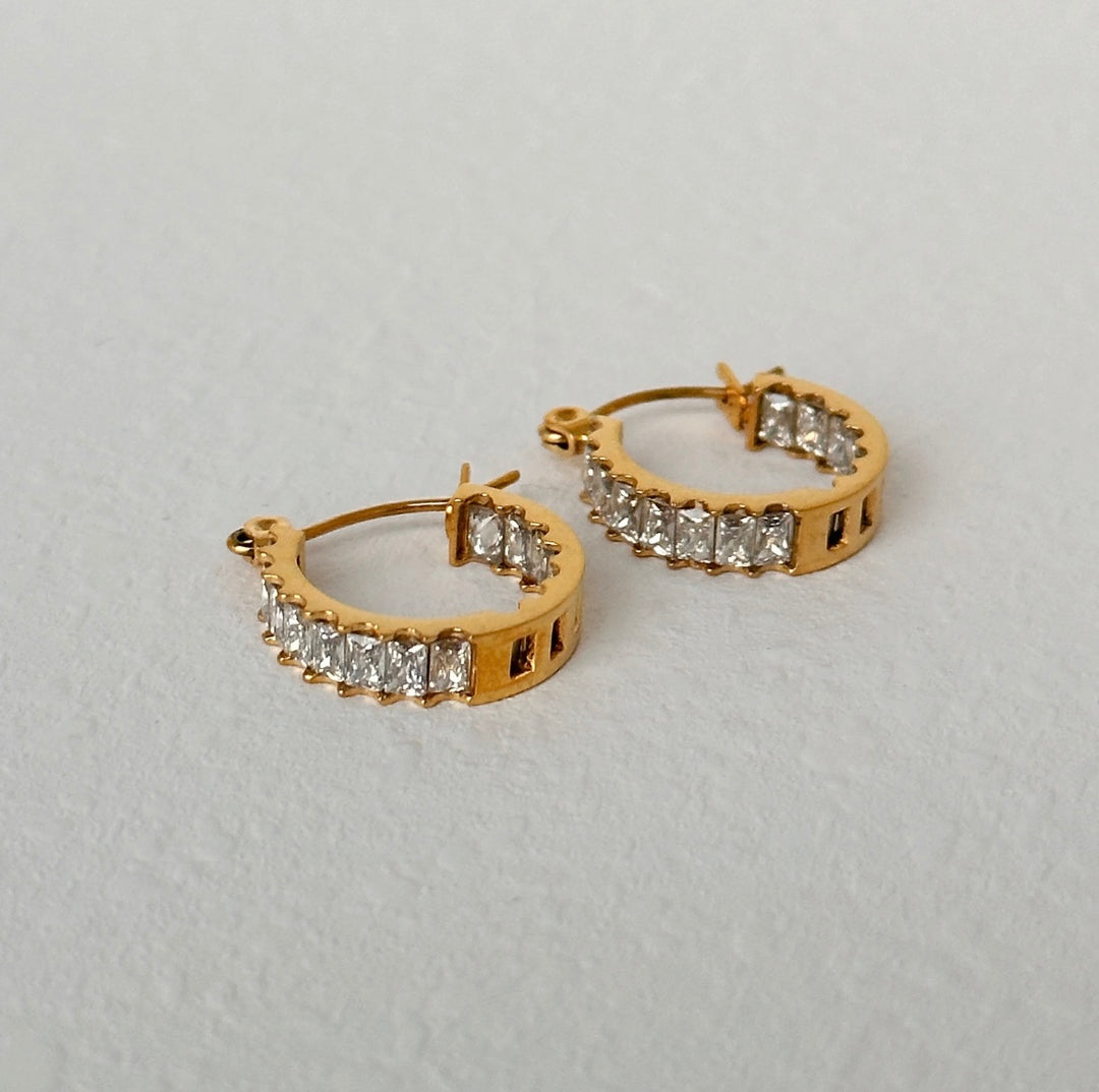 Vintage Zircon Hoop Earrings