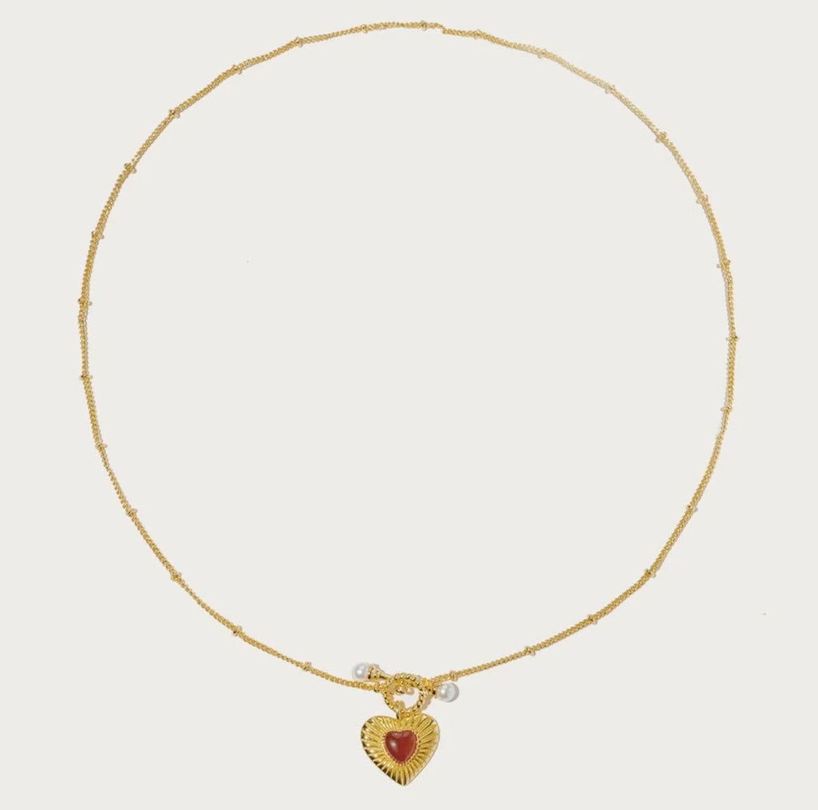 Carnelian Stone Heart Necklace 18k Gold Plated &ndash; CyraCrystals
