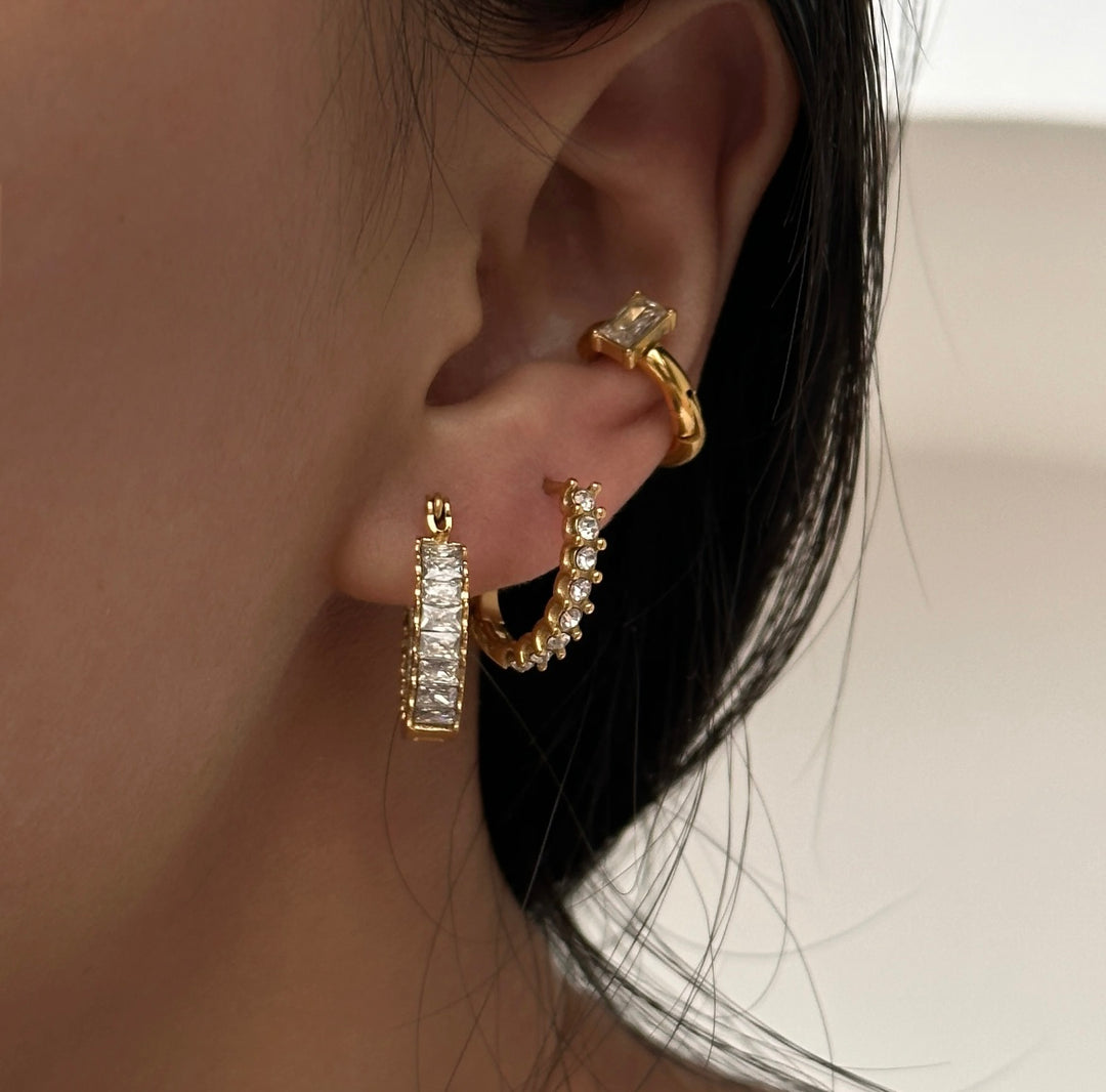 Vintage Zircon Hoop Earrings