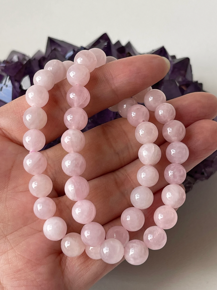 Rose Quartz Crystal Bead Bracelet 8mm