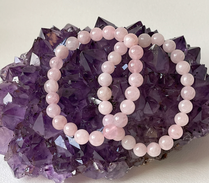 Rose Quartz Crystal Bead Bracelet 8mm