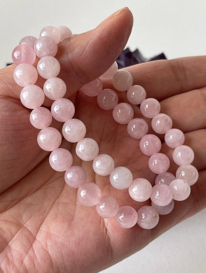 Rose Quartz Crystal Bead Bracelet 8mm