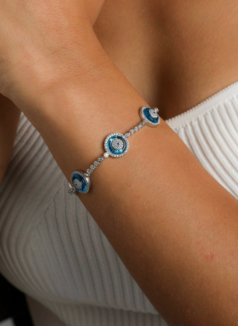 Evil Eye Tennis Silver Bracelet