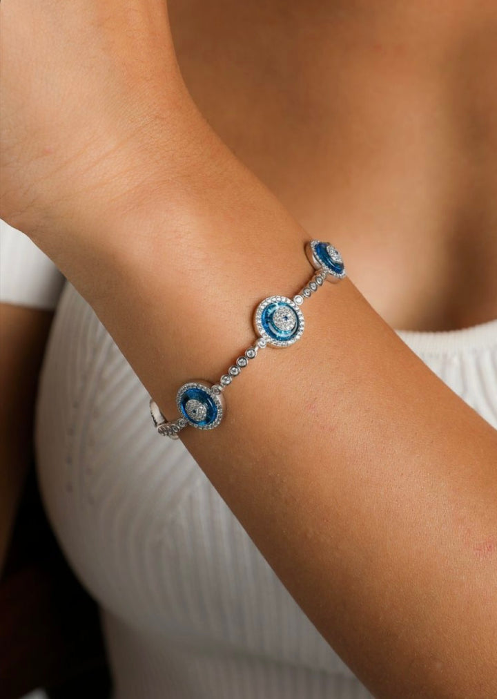 Evil Eye Tennis Silver Bracelet